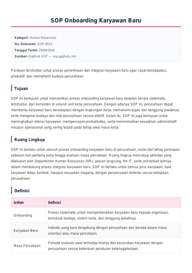 Preview SOP Onboarding Karyawan Baru