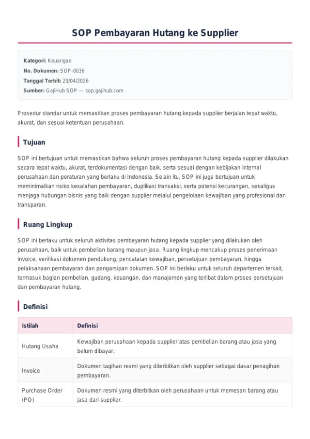 Preview SOP Pembayaran Hutang ke Supplier