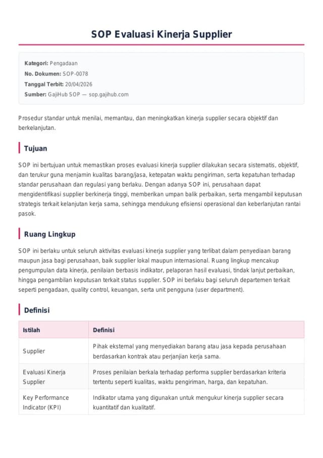 Preview SOP Evaluasi Kinerja Supplier
